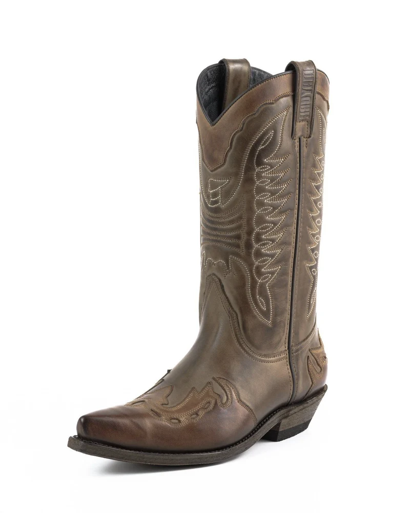 Herr- och damstövlar i cowboy-, country- och westernstil, 43 cm, ekologiskt läder, brunt | Omgående leverans | Storlekar 36/41/17